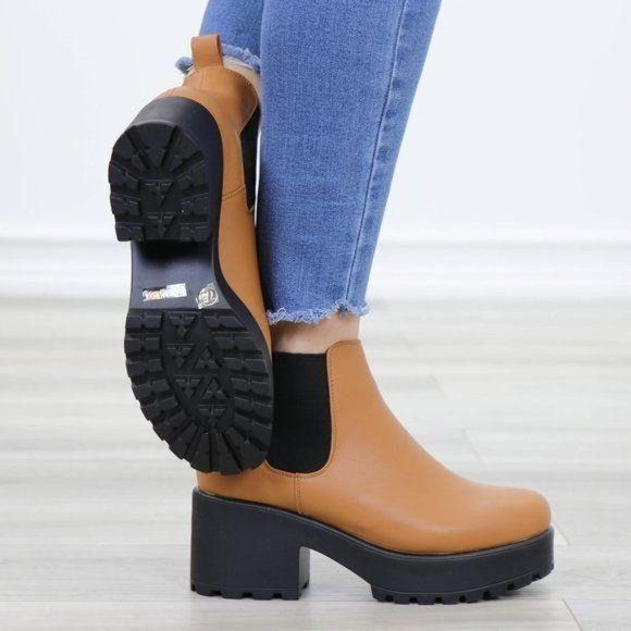 Chunky 90s Grunge Heel lug Platform booties - Picture 6 of 12
